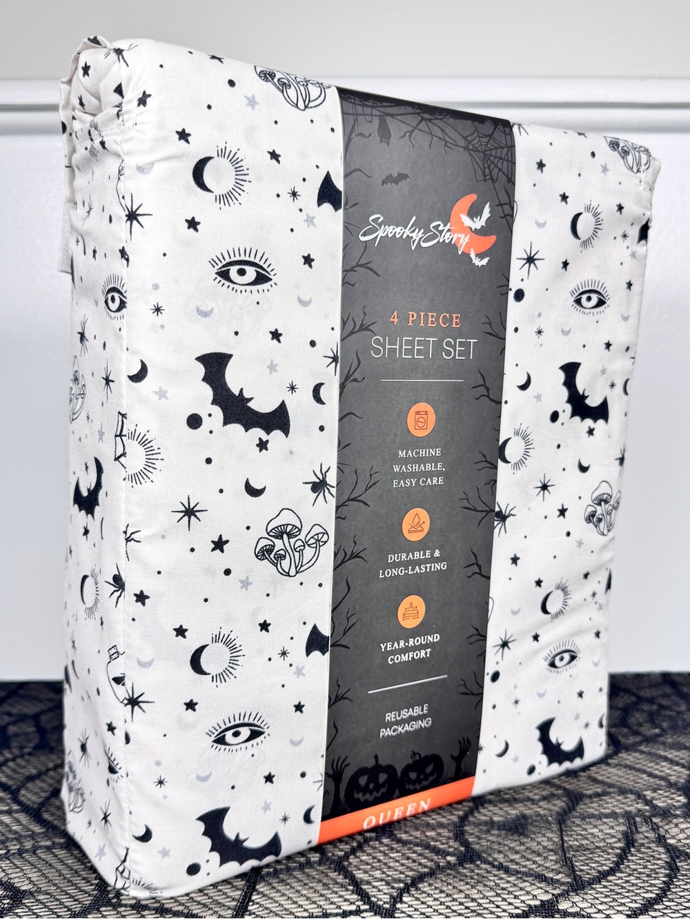 NEW Spooky Story Halloween Print Queen Bed Sheets
